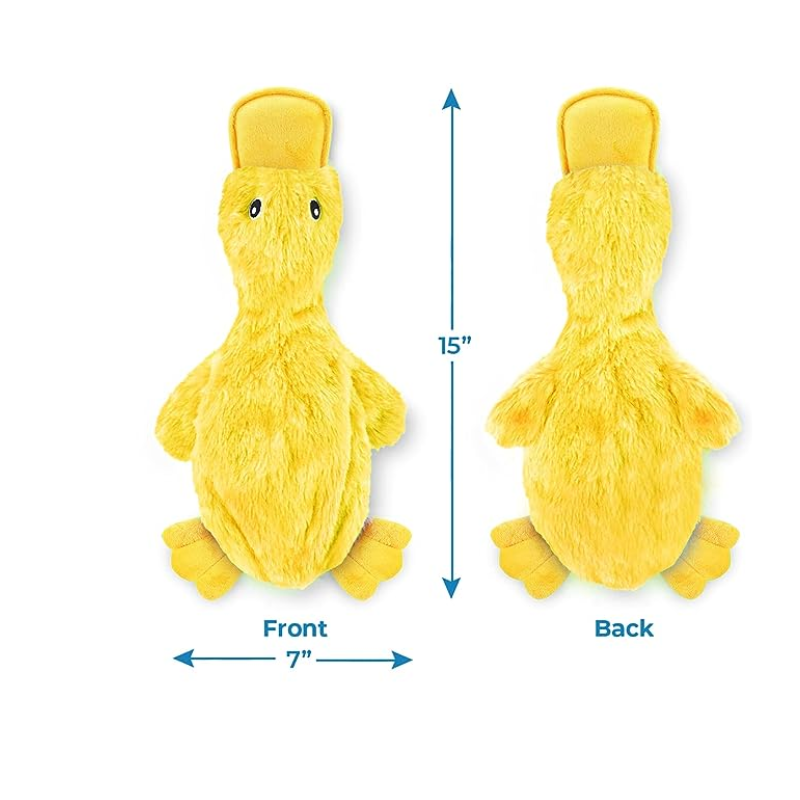Crinkle Duck Shaped Dog Toy With Squeaker-Paw Print Pad