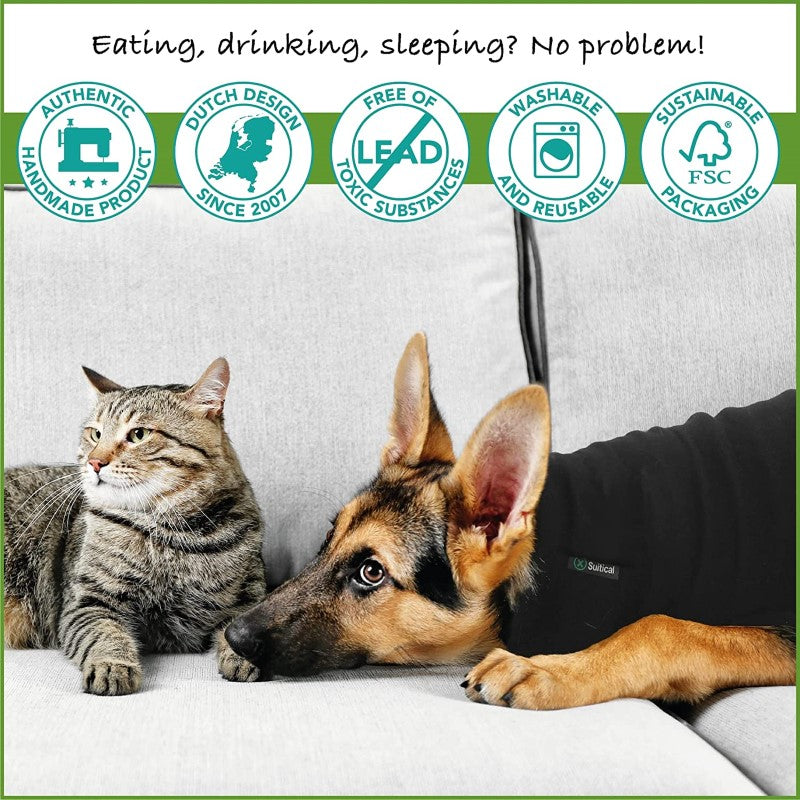 Suitical Original Recovery Suit - Breathable Full Body Shirt, Professional Alternative To Dog Cone-Paw Print Pad