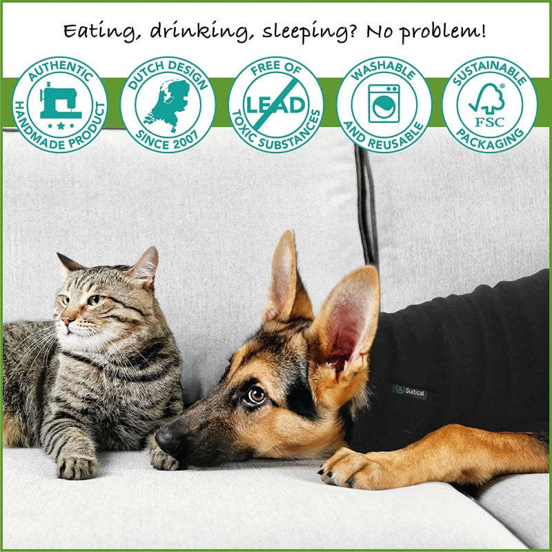 Suitical Original Recovery Suit - Breathable Full Body Shirt, Professional Alternative To Dog Cone-Paw Print Pad