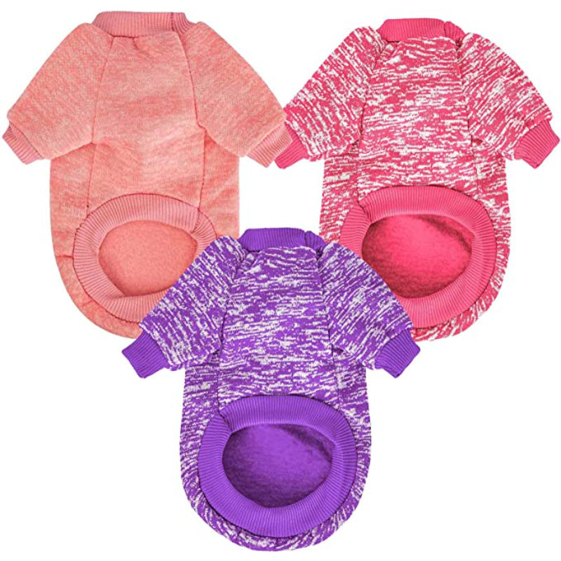 Dog Sweaters for Small Dogs, 3 Pack Warm Soft Pet Clothes for Puppy-Paw Print Pad