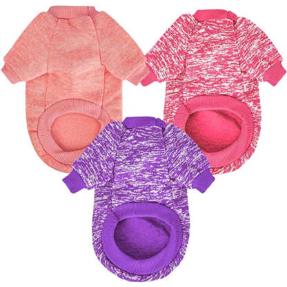 Dog Sweaters for Small Dogs, 3 Pack Warm Soft Pet Clothes for Puppy-Paw Print Pad