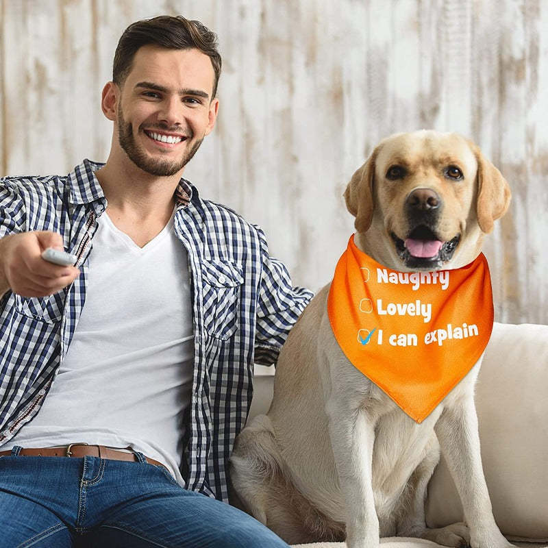 Dog Bandanas With Adjustable Dog Scarf  Washable For Patriotic Day-Paw Print Pad