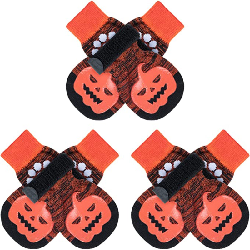 Double Side Anti-Slip Dog Sock With Adjustable Straps-Paw Print Pad