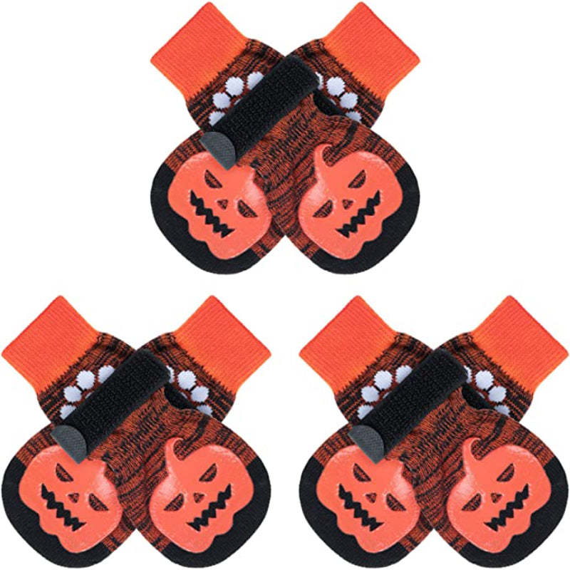 Double Side Anti-Slip Dog Sock With Adjustable Straps-Paw Print Pad