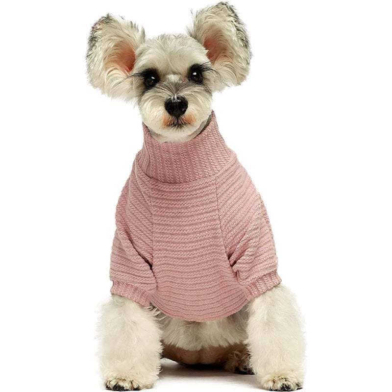 Turtleneck Knitted Dog Sweater Puppy Pajamas Thermal Doggie Winter Clothes Knitwear Pet Coats Cat Apparel Green Small-Paw Print Pad