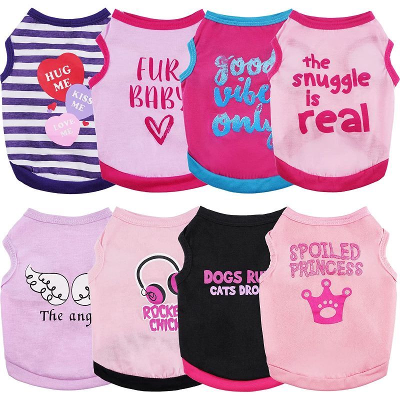 8 Pieces Pet Soft Shirts Classy Dog Outfits Small Dog for Pet Dogs-Paw Print Pad