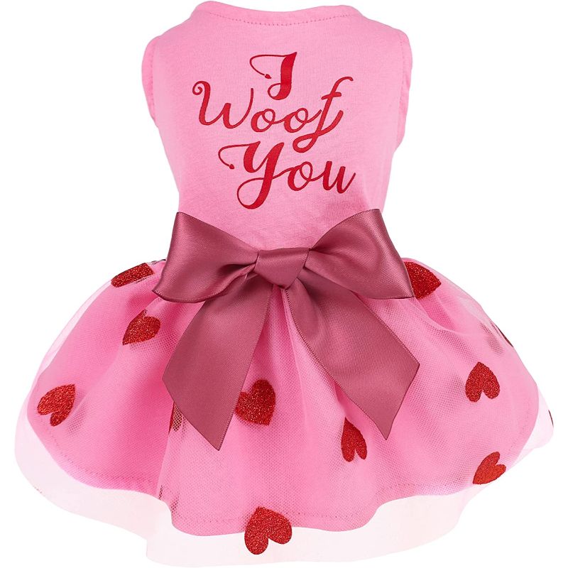 Birthday Girl Dog Tulle Dress, Dog Clothes for Small Dogs Girl, Cat Apparel, Pink, Small-Paw Print Pad