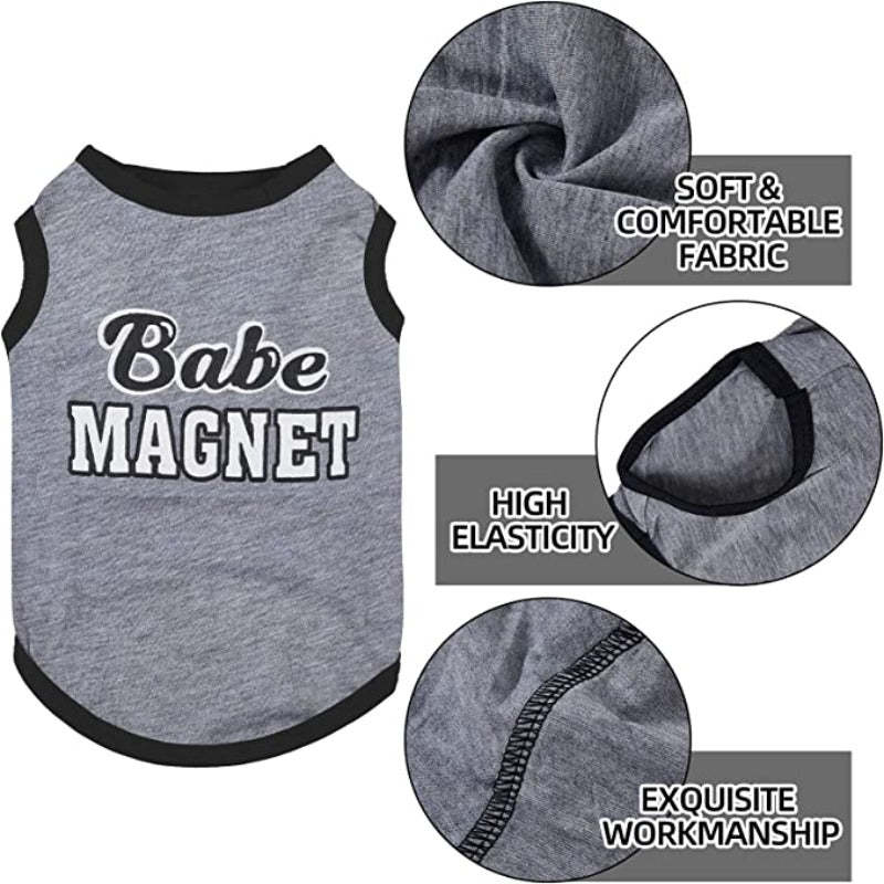 8 Pieces Dog Shirts Printed Clothes With Funny Letters Stylish Outfit