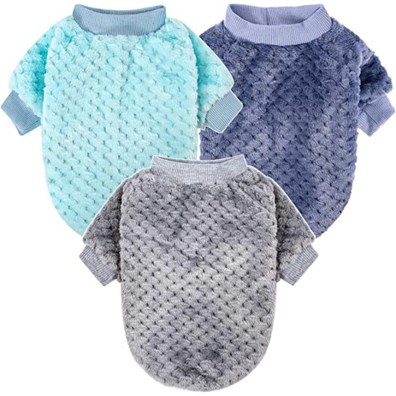 Dog Sweaters for Small Dogs, 3pc Warm Fur Soft Pet Clothes For Puppy-Paw Print Pad