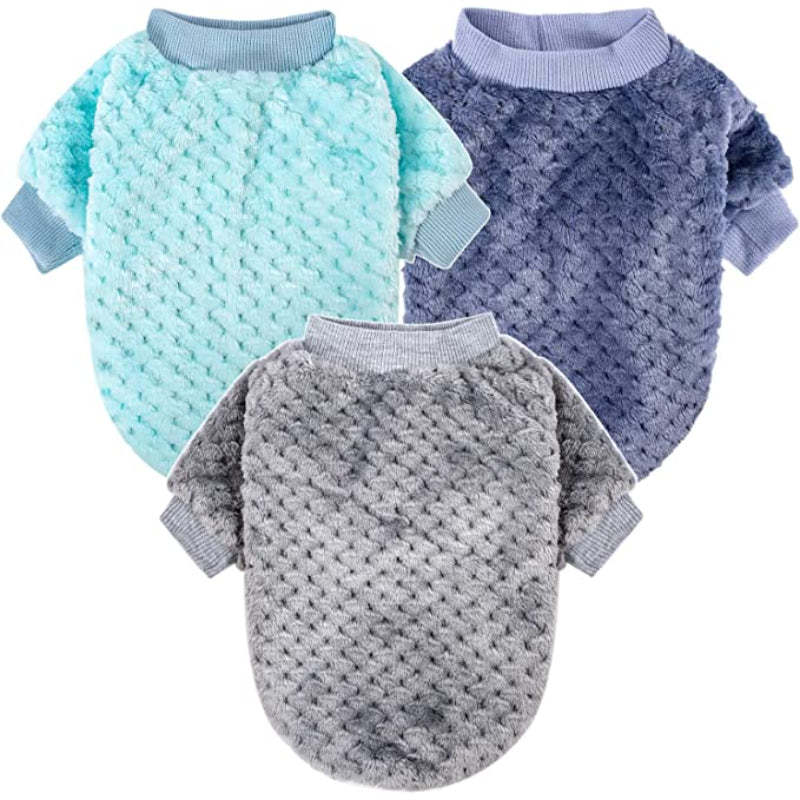 Dog Sweaters for Small Dogs, 3pc Warm Fur Soft Pet Clothes For Puppy-Paw Print Pad