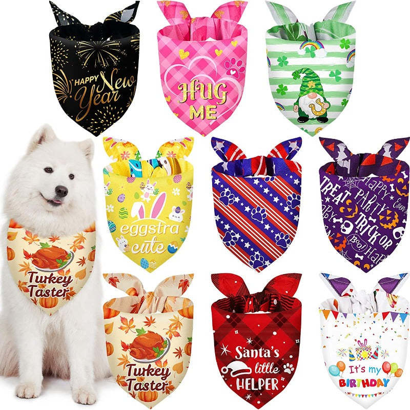 Easter Day Valentine Dog Bandanas Adjustable Dog Scarf Washable Patriotic Day Dog Scarves For Dogs Pet Costume-Paw Print Pad