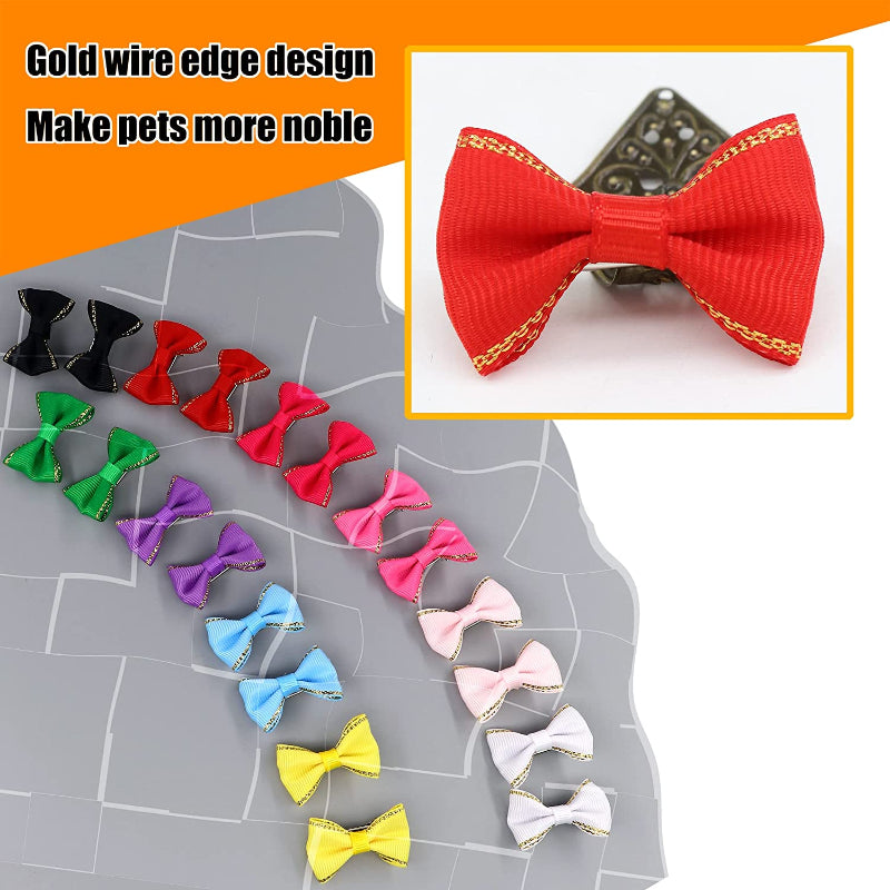 Puppy Dog Small Bowknot Hair Bows with Metal Clips Handmade Hair Accessories Bow Pet Grooming Products-Paw Print Pad