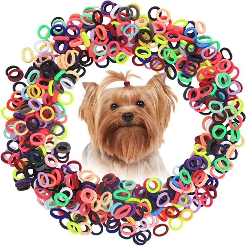 300 Pieces Colorful Small Rubber Bands Dog Hair Ties-Paw Print Pad