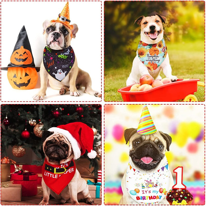 9 Pieces Holidays Dog Bandanas Patriotic 4th Of July Dog Bandanas Summer Pets Bibs Dog-Paw Print Pad