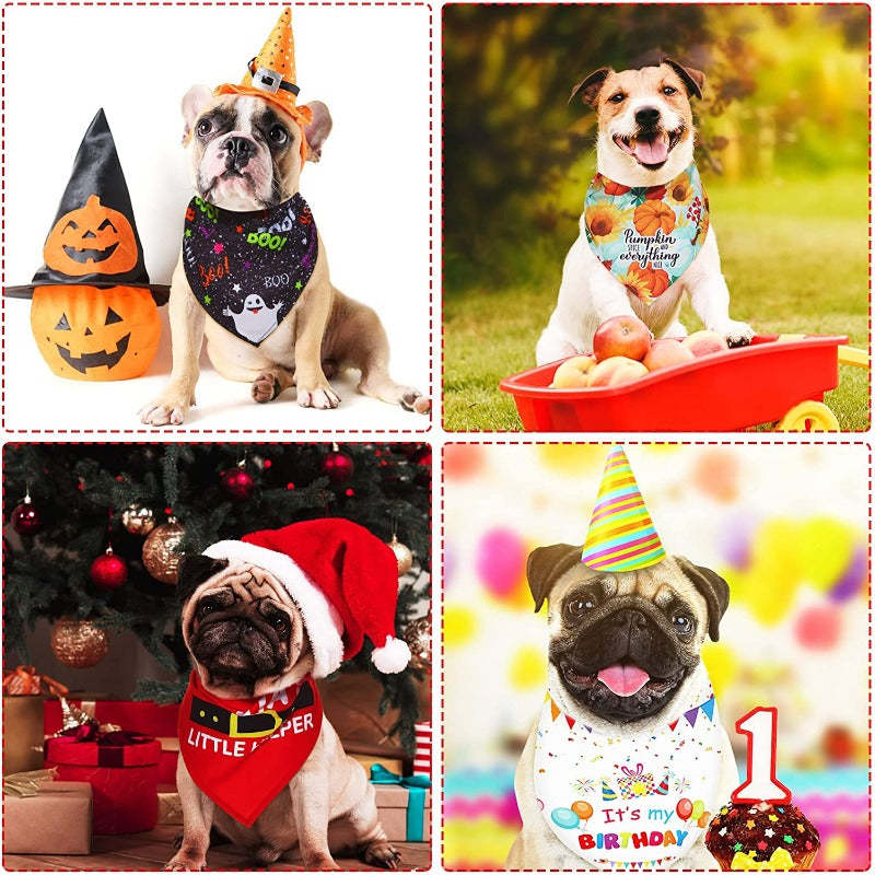 9 Pieces Holidays Dog Bandanas Patriotic 4th Of July Dog Bandanas Summer Pets Bibs Dog-Paw Print Pad