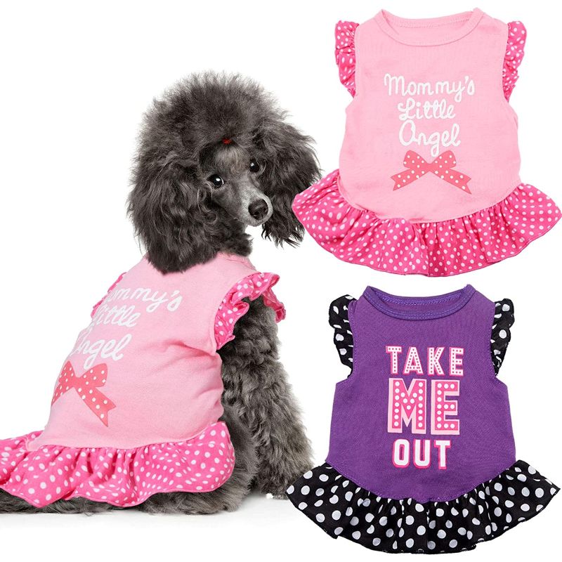 2 Pieces Dog Dresses For Small Dogs And Cats-Paw Print Pad