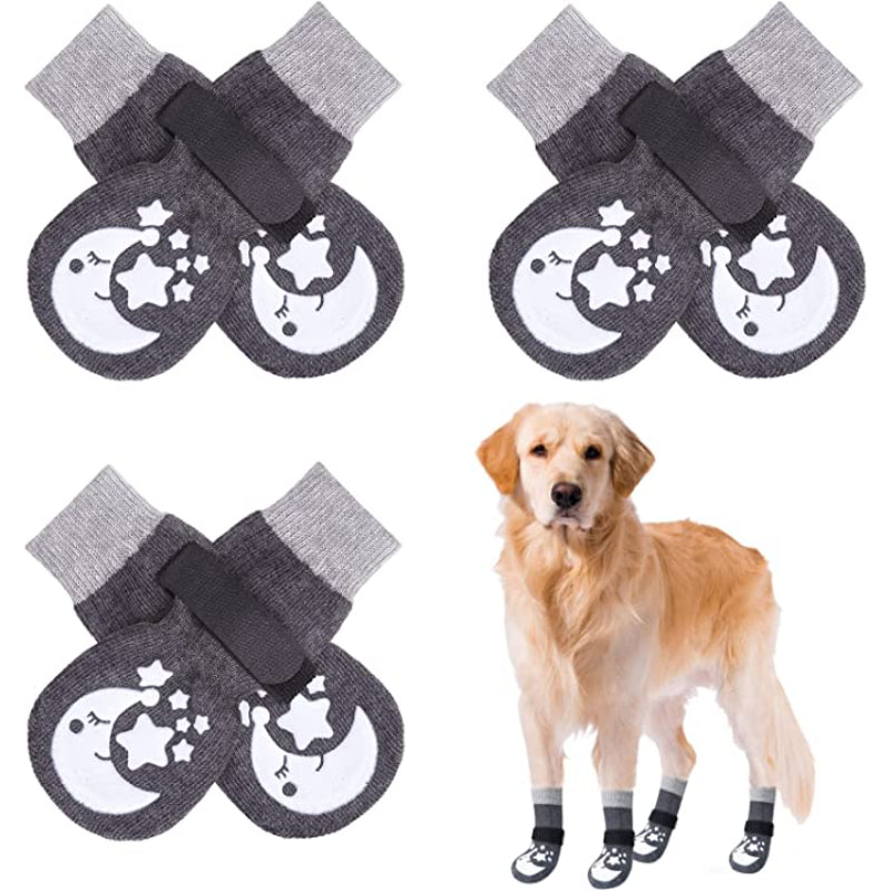 Anti Slip Paw Protectors Socks With Elastic Adjustable-Paw Print Pad