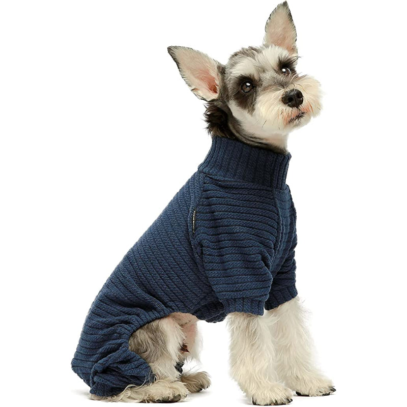 Turtleneck Knitted Dog Sweater Puppy Pajamas Thermal Doggie Winter Clothes Knitwear Pet Coats Cat Apparel Green Small-Paw Print Pad