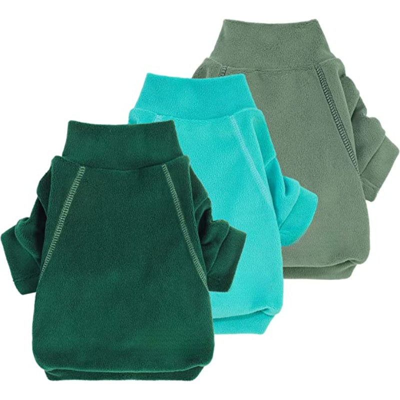 3 Pack Classic Fleece Dog Sweater Classic  Pet Pullover Jumper-Paw Print Pad