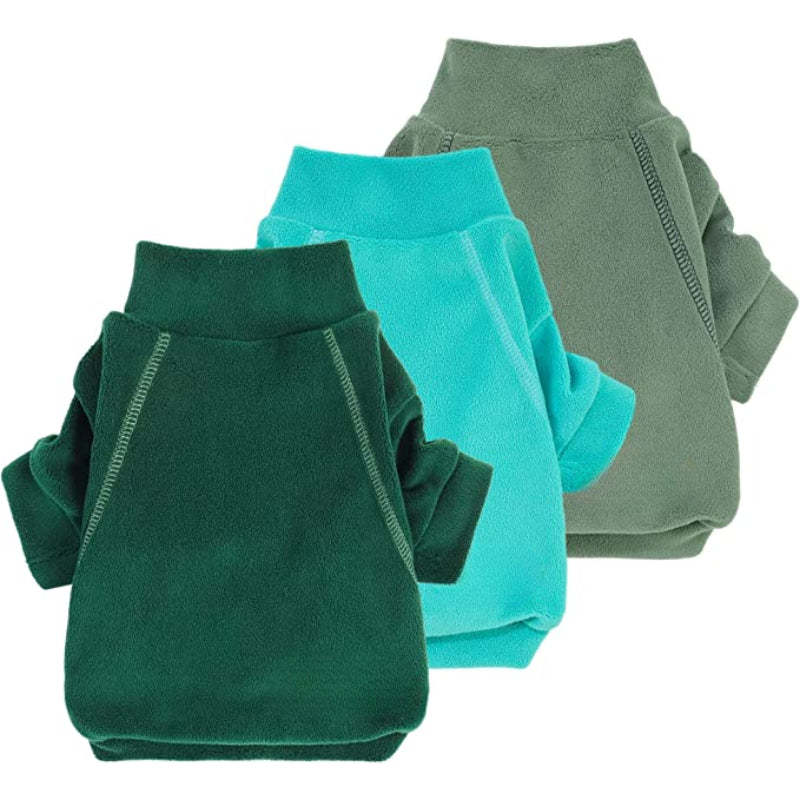 3 Pack Classic Fleece Dog Sweater Classic  Pet Pullover Jumper-Paw Print Pad
