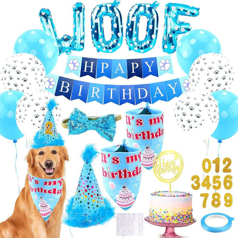 Dogs Birthday Bandanas Set With Birthday Hat-Paw Print Pad