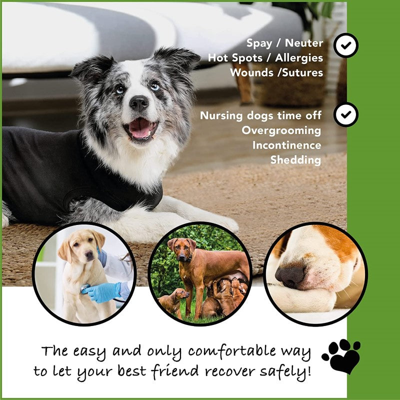 Suitical Original Recovery Suit - Breathable Full Body Shirt, Professional Alternative To Dog Cone-Paw Print Pad