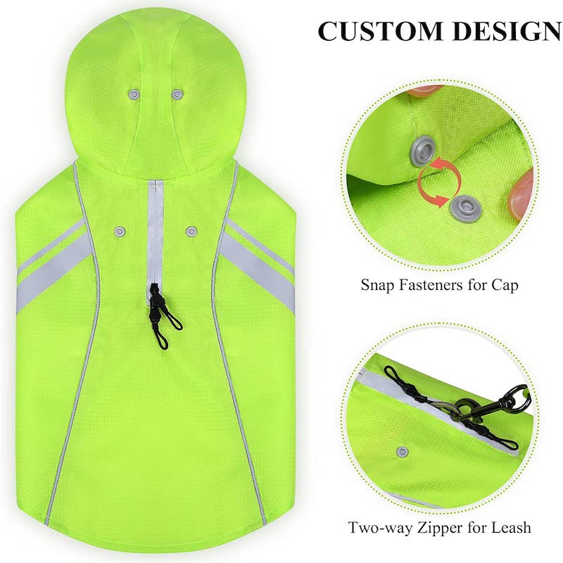 Raincoat For Dogs, Easy On & Off Pet Rain Clothes With Storage Bag-Paw Print Pad