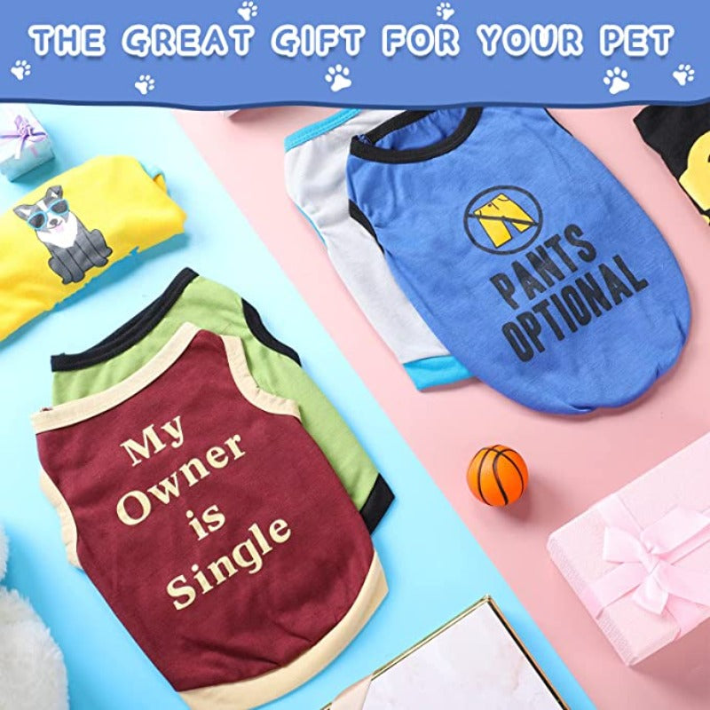 8 Pieces Dog Shirts Printed Clothes With Funny Letters Stylish Outfit-Paw Print Pad