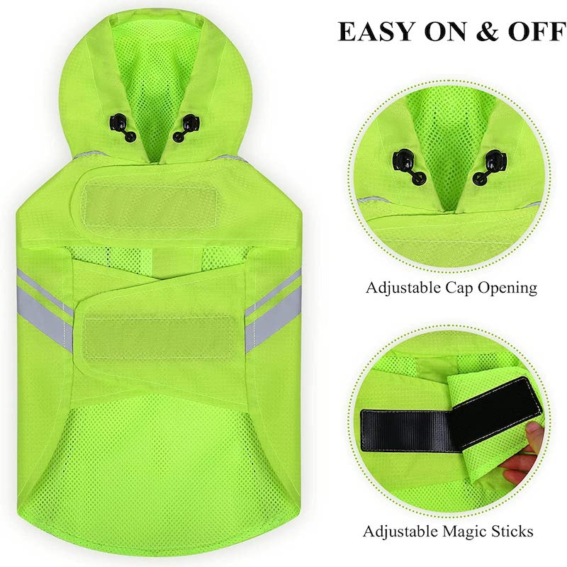Raincoat For Dogs, Easy On & Off Pet Rain Clothes With Storage Bag-Paw Print Pad