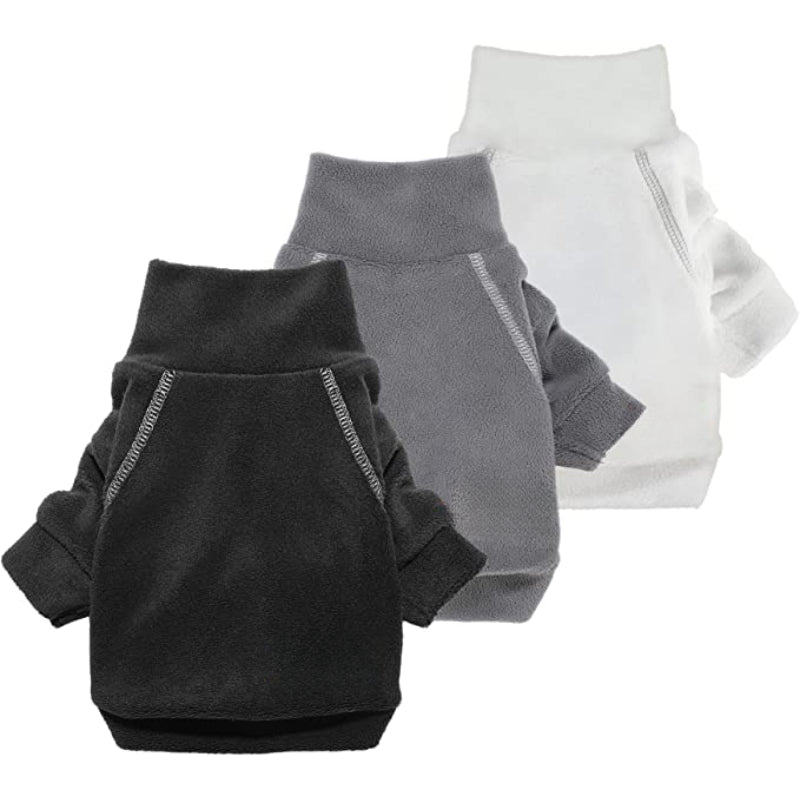 3 Pack Classic Fleece Dog Sweater Classic  Pet Pullover Jumper-Paw Print Pad