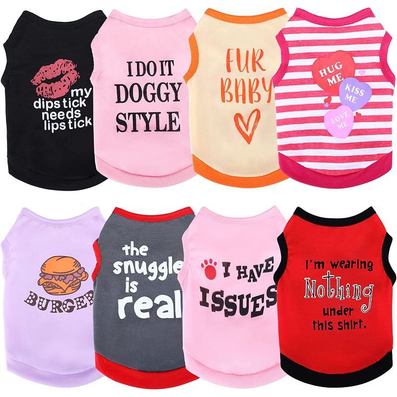 8 Pieces Pet Soft Shirts Classy Dog Outfits Small Dog for Pet Dogs-Paw Print Pad