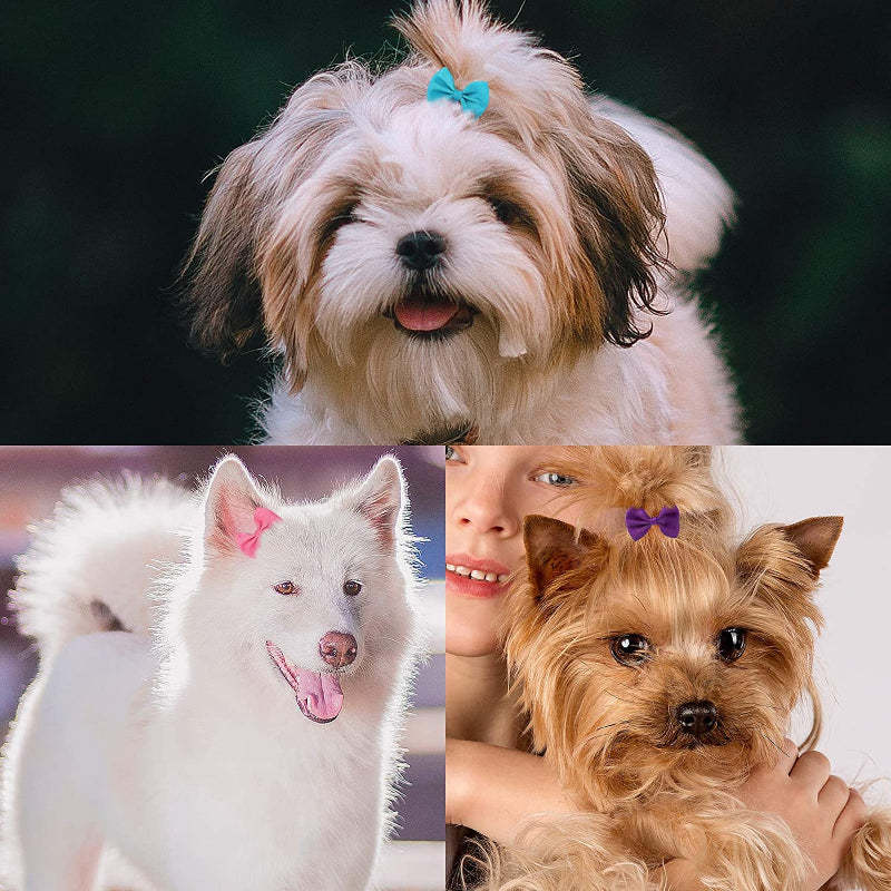 Dog's Hair Bows Clips Handmade Hair Accessories Bow Pet Puppy-Paw Print Pad