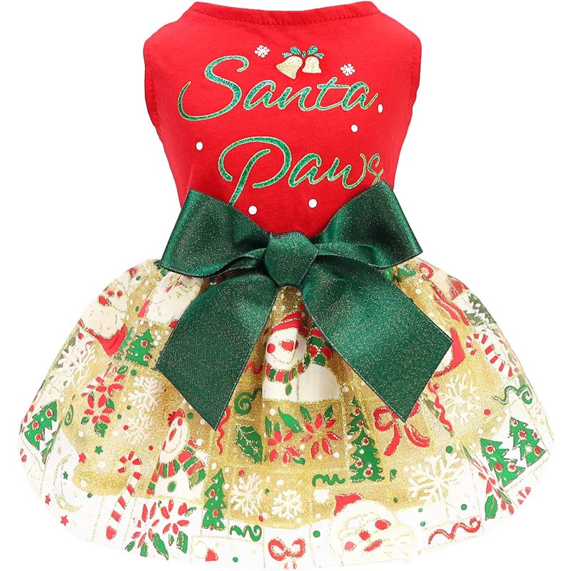 Birthday Girl Dog Tulle Dress, Dog Clothes for Small Dogs Girl, Cat Apparel, Pink, Small-Paw Print Pad