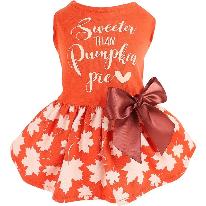Thanksgiving Sweeter Than Pumpkin Pie Dog Dress One-Piece Outfits-Paw Print Pad