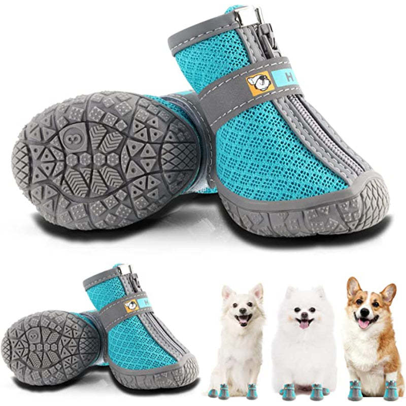 Dog Shoes For Small Dogs Boots, Breathable Dog Booties Paw Protector For Hot Pavement Winter Snow Hiking Booties 4pcs-Paw Print Pad