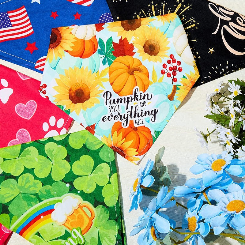 9 Pieces Holidays Dog Bandanas Patriotic 4th Of July Dog Bandanas Summer Pets Bibs Dog-Paw Print Pad
