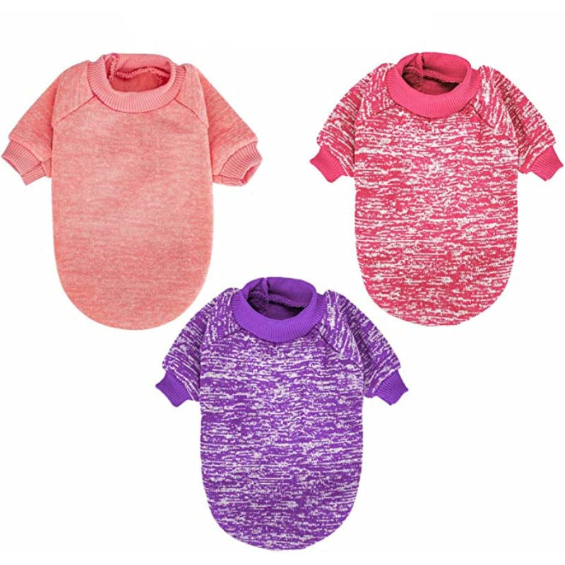 Dog Sweaters for Small Dogs, 3 Pack Warm Soft Pet Clothes for Puppy-Paw Print Pad