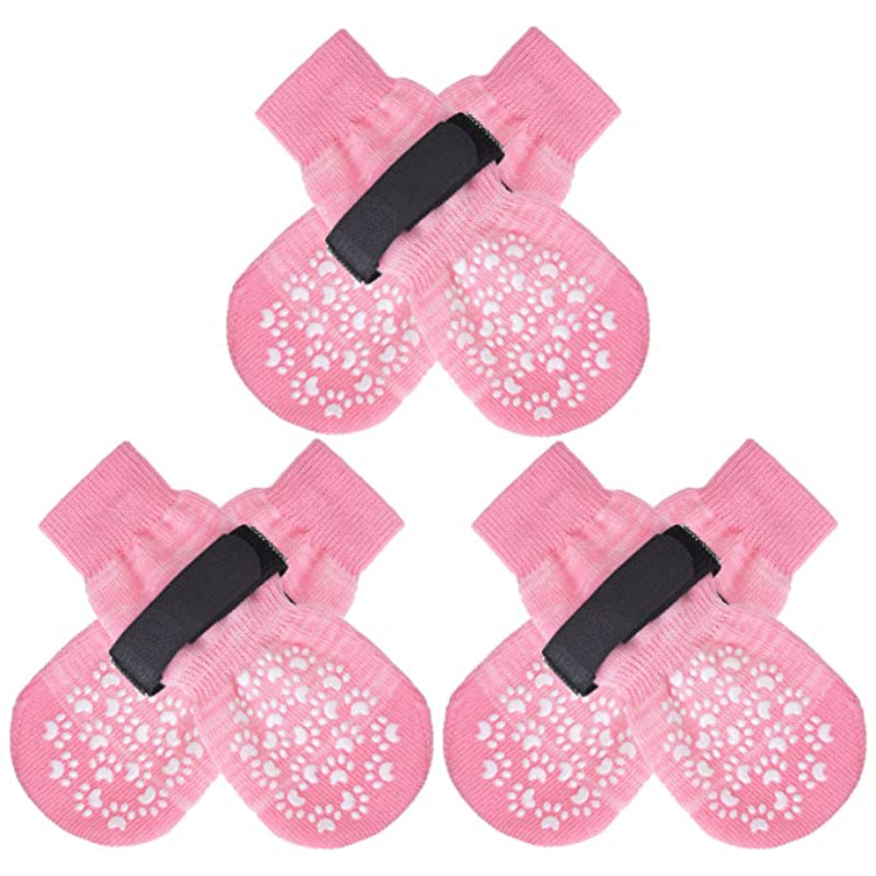 Double Side Anti-Slip Dog Sock With Adjustable Straps-Paw Print Pad