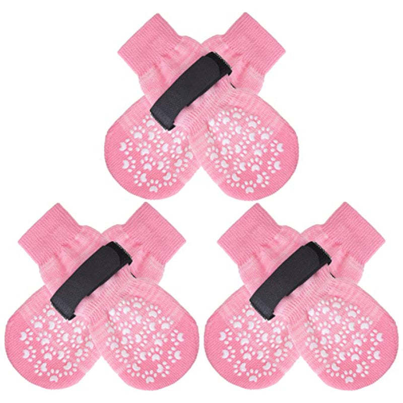 Double Side Anti-Slip Dog Sock With Adjustable Straps-Paw Print Pad