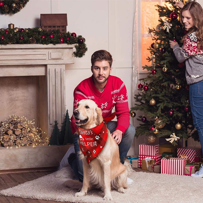 Easter Day Valentine Dog Bandanas Adjustable Dog Scarf Washable Patriotic Day Dog Scarves For Dogs Pet Costume-Paw Print Pad