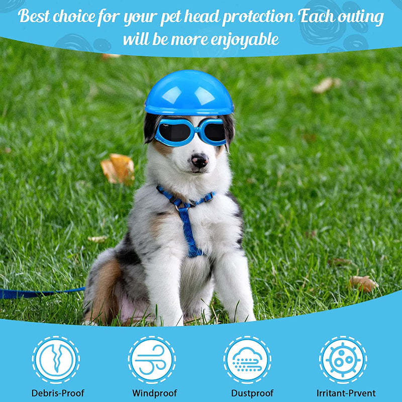 Small Dog Helmet Goggles UV Protection Doggy Sunglasses-Paw Print Pad
