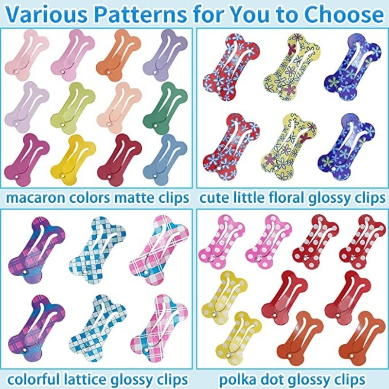 48 PCS Hair Clips For Dogs, 1 Inch Small Dog Bow Mini Bone Snap Dog Barrette For Small Dog Hair, Tiny Pet Grooming Hair Accessories For Yorkie Puppy-Paw Print Pad