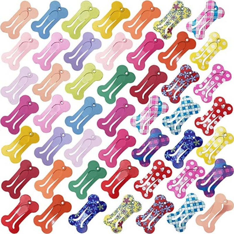 48 PCS Hair Clips For Dogs, 1 Inch Small Dog Bow Mini Bone Snap Dog Barrette For Small Dog Hair, Tiny Pet Grooming Hair Accessories For Yorkie Puppy-Paw Print Pad