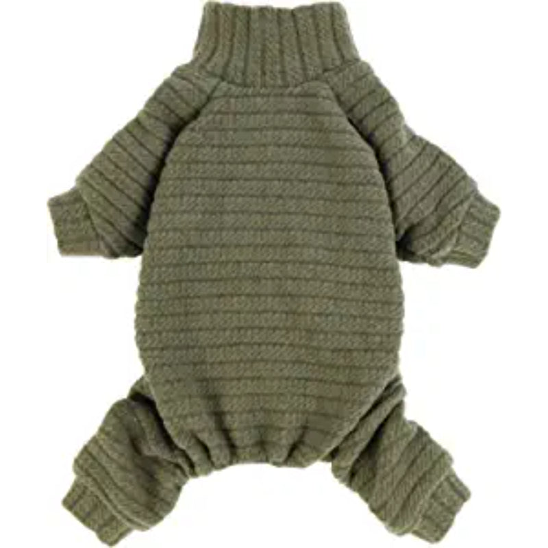 Turtleneck Knitted Dog Sweater Puppy Pajamas Thermal Doggie Winter Clothes Knitwear Pet Coats Cat Apparel Green Small-Paw Print Pad