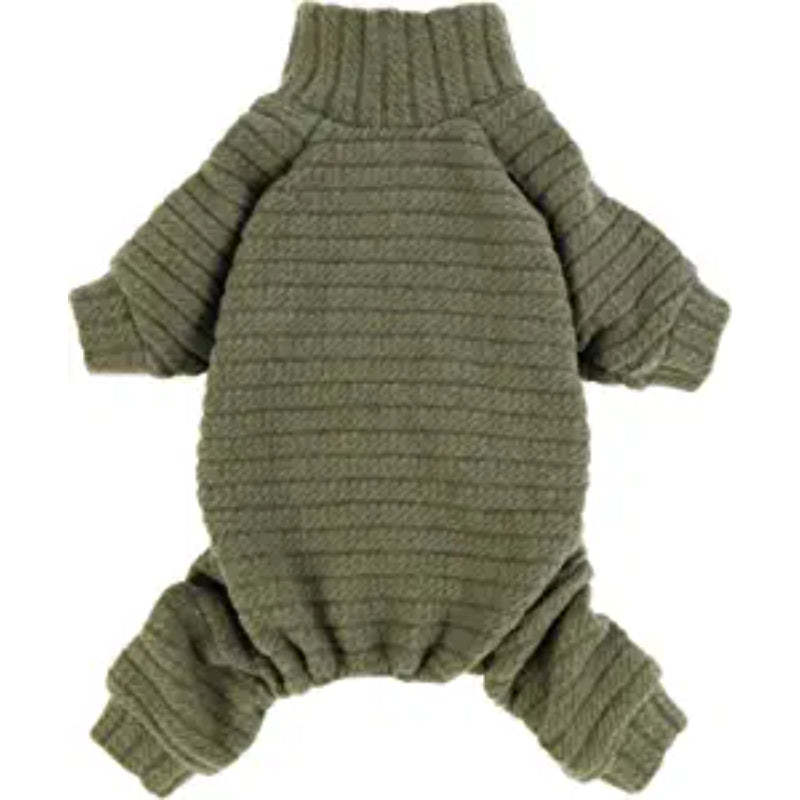 Turtleneck Knitted Dog Sweater Puppy Pajamas Thermal Doggie Winter Clothes Knitwear Pet Coats Cat Apparel Green Small-Paw Print Pad