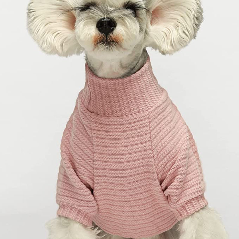 Turtleneck Knitted Dog Sweater Puppy Pajamas Thermal Doggie Winter Clothes Knitwear Pet Coats Cat Apparel Green Small-Paw Print Pad