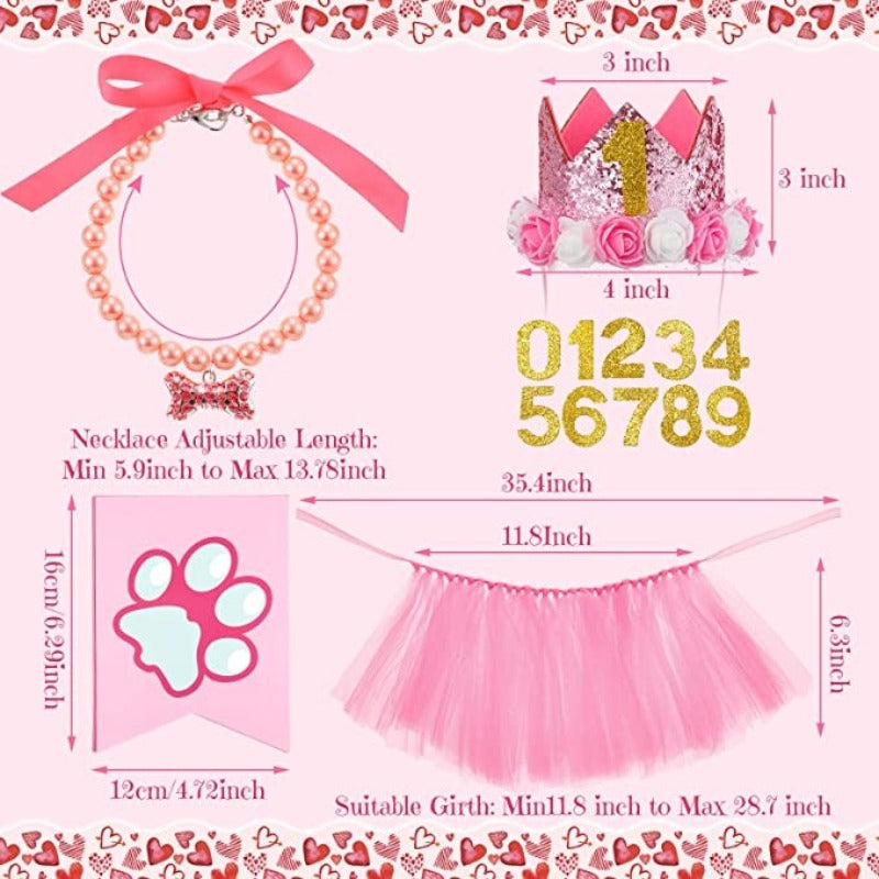 13 Pcs Dog Birthday Party Supplies Decorations Dog Girl Birthday Bandanas Set-Paw Print Pad