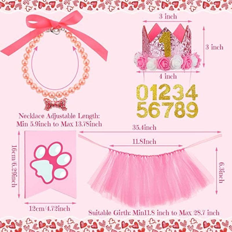 13 Pcs Dog Birthday Party Supplies Decorations Dog Girl Birthday Bandanas Set-Paw Print Pad