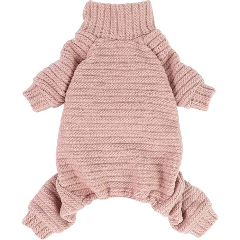 Turtleneck Knitted Dog Sweater Puppy Pajamas Thermal Doggie Winter Clothes Knitwear Pet Coats Cat Apparel Green Small-Paw Print Pad