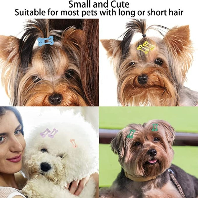 48 PCS Hair Clips For Dogs, 1 Inch Small Dog Bow Mini Bone Snap Dog Barrette For Small Dog Hair, Tiny Pet Grooming Hair Accessories For Yorkie Puppy-Paw Print Pad